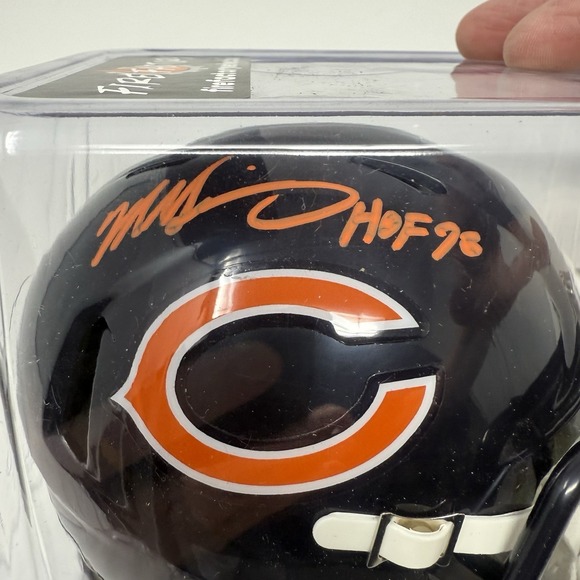 Mike Singletary autographed HOF Chicago Bears Mini Helmet Signed Orange Beckett